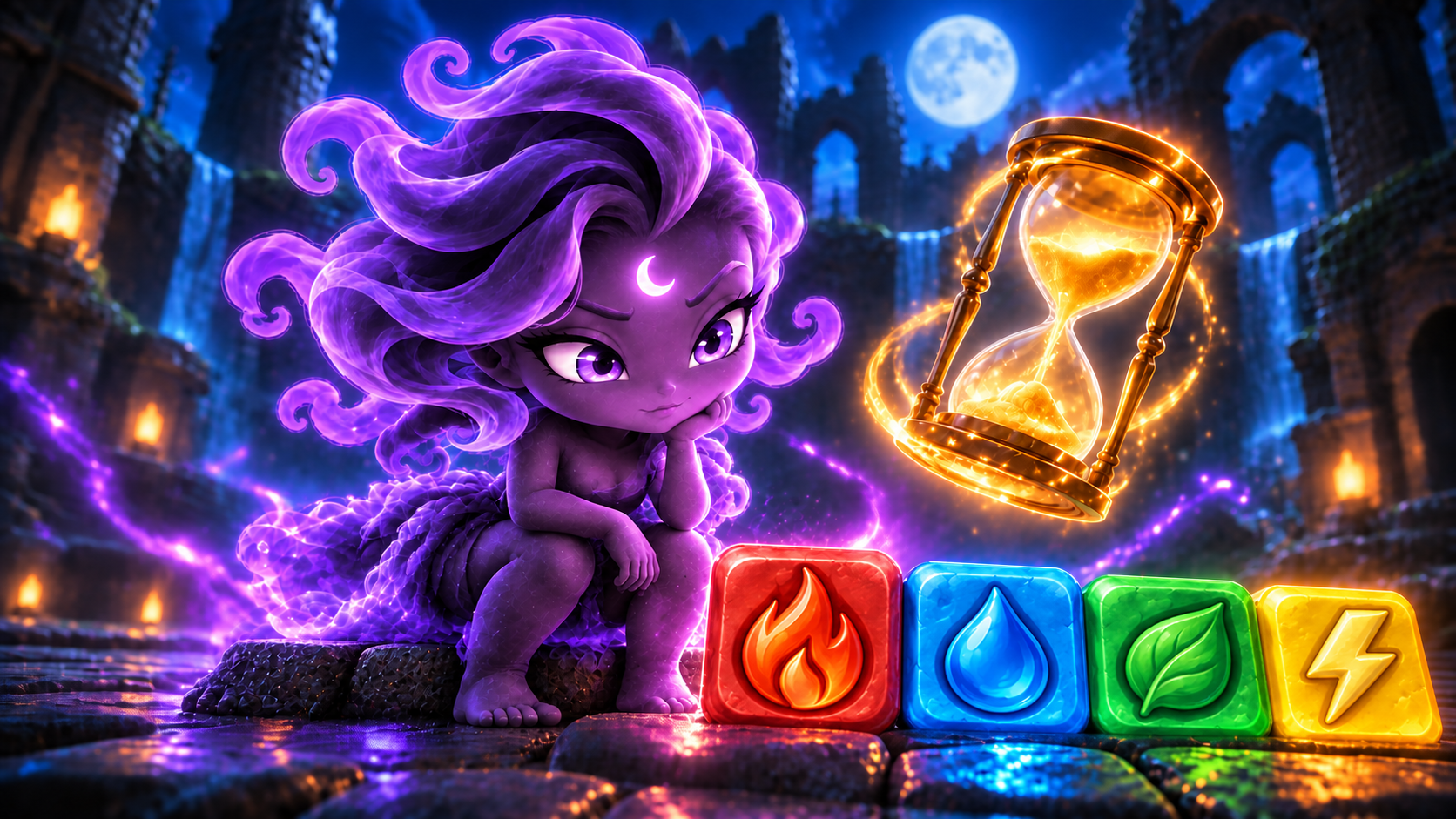 Shadow racing an hourglass in Brain Teaser mode